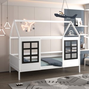 76551 ΠΑΙΔΙΚΟ ΚΡΕΒΑΤΙ τ.MONTESSORI DOMER HM742.01 ΞΥΛΟ ΠΕΥΚΟΥ ΛΕΥΚΟ--ΓΙΑ 90x190εκ