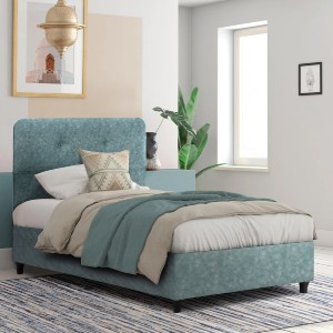 76565 ΚΡΕΒΑΤΙ ΗΜΙΔΙΠΛΟ DOLORES ΜΕ ΣΤΡΩΜΑ HM10746.04 LIGHT GREEN ΥΦΑΣΜΑ τ.NUBUCK--ΓΙΑ 120x200εκ