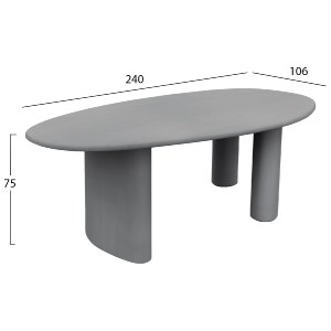 76636 ΤΡΑΠΕΖΙ ΤΡΑΠΕΖΑΡΙΑΣ ΟΒΑΛ VOLPE HM6599.01 ΓΚΡΙ FIBER CEMENT 240x100x75Υεκ