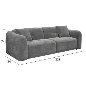 76692 ΚΑΝΑΠΕΣ 3-ΘΕΣΙΟΣ JUNOA HM3333.01 ΓΚΡΙ ΥΦΑΣΜΑ 228x89x74Υεκ