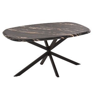 76727 ΤΡΑΠΕΖΙ ΟΒΑΛ RODDEN HM11903.02 ΜΕ WERZALIT BLACK/GOLD MARBLE-ΜΑΥΡΗ ΒΑΣΗ 146x94x75Υεκ