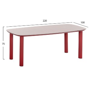 76729 ΤΡΑΠΕΖΙ DOSUN HM6202.05 KOKKINO ΑΛΟΥΜΙΝΙΟ-3D PRINT ΓΥΑΛΙ ΓΚΡΙ-ΚΕΡΑΜΙΚΟ LOOK 220x100x75Υεκ