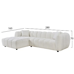 76759 ΣΕΤ ΚΑΝΑΠΕΣ ΓΩΝΙΑ (ΑΡΙΣΤΕΡΗ)-ΠΟΛΥΘΡΟΝΑ LOUNGE LYKKE HM10820.02L ΕΚΡΟΥ ΥΦΑΣΜΑ