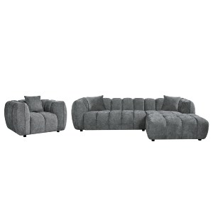 76760 ΣΕΤ ΚΑΝΑΠΕΣ ΓΩΝΙΑ (ΔΕΞΙΑ)-ΠΟΛΥΘΡΟΝΑ LOUNGE LYKKE HM10820.01R ΓΚΡΙ ΥΦΑΣΜΑ