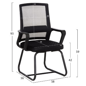 76795 ΚΑΡΕΚΛΑ ΕΠΙΣΚΕΠΤΗ CASTER HM1228.01 PP--MESH--ΜΕΤΑΛΛΟ ΜΑΥΡΟ 46x52x94Υεκ