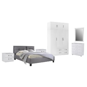 76881 ΣΕΤ ΚΡΕΒΑΤΟΚΑΜΑΡΑΣ 6ΤΜΧ CARLY HM10884.05 ΜΕΛΑΜΙΝΗ ΛΕΥΚΗ-ΥΦΑΣΜΑ ΓΚΡΙ