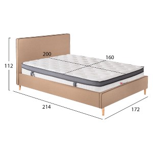 76958 ΚΡΕΒΑΤΙ ΔΙΠΛΟ ΜΕ ΣΤΡΩΜΑ INDRA HM10810.02 ΜΠΕΖ ΥΦΑΣΜΑ--ΓΙΑ ΣΤΡΩΜΑ 160x200εκ