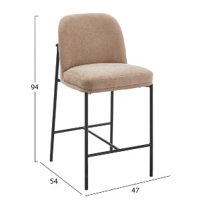 76983 ΣΚΑΜΠΟ ΜΠΑΡ ΜΕΣ.ΥΨΟΥΣ MANIDO HM18427.02 TAUPE ΥΦΑΣΜΑ-ΜΕΤΑΛ.ΜΑΥΡΟΣ ΣΚΕΛΕΤΟΣ 47x54x94Υεκ