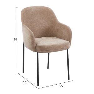 76988 ΠΟΛΥΘΡΟΝΑ ΤΡΑΠΕΖΑΡΙΑΣ MANIDO HM18429.03 TAUPE ΥΦΑΣΜΑ-ΜΕΤΑΛ.ΜΑΥΡΑ ΠΟΔΙΑ 55x62x88Υεκ