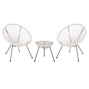 77002 ΣΕΤ ΕΞΩΤΕΡΙΚΟΥ ΧΩΡΟΥ 3ΤΜΧ ACAPULCO HM11861.12 P.E.RATTAN ΛΕΥΚΟ-ΜΕΤΑΛΛΟ ΣΕ ΜΑΥΡΟ