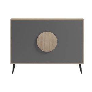 77082 ΜΠΟΥΦΕΣ SAVORE HM18367.13 ΜΕΛΑΜΙΝΗ SONAMA/ΓΚΡΙ--ΜΑΥΡΑ ΜΕΤΑΛ.ΠΟΔΙΑ 110x35.5x82Υεκ.
