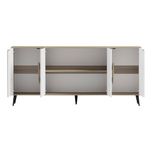 77083 ΜΠΟΥΦΕΣ SAVORE HM18368.11 ΜΕΛΑΜΙΝΗ SONAMA/ΛΕΥΚΟ--ΜΑΥΡΑ ΜΕΤΑΛ.ΠΟΔΙΑ 180x35.5x82Υεκ.