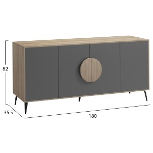 77085 ΜΠΟΥΦΕΣ SAVORE HM18368.13 ΜΕΛΑΜΙΝΗ SONAMA/ΓΚΡΙ-ΜΑΥΡΑ ΜΕΤΑΛ.ΠΟΔΙΑ 180x35.5x82Υεκ.