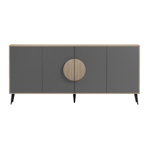 77085 ΜΠΟΥΦΕΣ SAVORE HM18368.13 ΜΕΛΑΜΙΝΗ SONAMA/ΓΚΡΙ-ΜΑΥΡΑ ΜΕΤΑΛ.ΠΟΔΙΑ 180x35.5x82Υεκ.