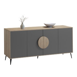 77085 ΜΠΟΥΦΕΣ SAVORE HM18368.13 ΜΕΛΑΜΙΝΗ SONAMA/ΓΚΡΙ-ΜΑΥΡΑ ΜΕΤΑΛ.ΠΟΔΙΑ 180x35.5x82Υεκ.