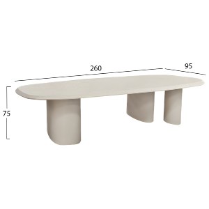 77111 ΤΡΑΠΕΖΙ ΤΡΑΠΕΖΑΡΙΑΣ FIBER CEMENT ΟΒΑΛ GLEN HM6598.02 ΜΠΕΖ 260x95x75Υεκ
