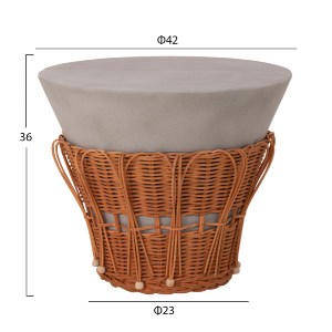 77113 ΣΕΤ 2ΤΜΧ ΒΟΗΘΗΤΙΚΑ ΤΡΑΠΕΖΙΑ PERRAL HM21138.03 FIBER CEMENT ΓΚΡΙ--ΦΥΣΙΚΟ RATTAN
