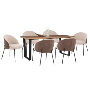77156 ΣΕΤ ΤΡΑΠΕΖΑΡΙΑΣ 7ΤΜΧ ASTORIA HM10933.02 MDF TOP--ΥΦΑΣΜΑ ΜΠΕΖ/ΚΑΦΕ & ΜΕΤΑΛΛΟ ΜΑΥΡΟ