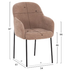 77159 ΣΕΤ ΤΡΑΠΕΖΑΡΙΑΣ 7ΤΜΧ MANIDO HM10949.03 MDF TOP--ΥΦΑΣΜΑ TAUPE & ΜΕΤΑΛΛΟ ΜΑΥΡΟ