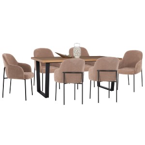 77159 ΣΕΤ ΤΡΑΠΕΖΑΡΙΑΣ 7ΤΜΧ MANIDO HM10949.03 MDF TOP--ΥΦΑΣΜΑ TAUPE & ΜΕΤΑΛΛΟ ΜΑΥΡΟ
