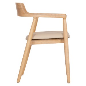 77173 ΠΟΛΥΘΡΟΝΑ ΤΡΑΠΕΖΑΡΙΑΣ TARGA HM18336.11 RUBBERWOOD ΦΥΣΙΚΟ & PU ΕΚΡΟΥ 58x54x78Yεκ