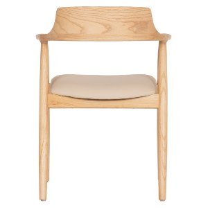 77173 ΠΟΛΥΘΡΟΝΑ ΤΡΑΠΕΖΑΡΙΑΣ TARGA HM18336.11 RUBBERWOOD ΦΥΣΙΚΟ & PU ΕΚΡΟΥ 58x54x78Yεκ