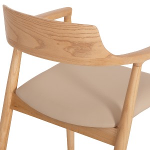 77173 ΠΟΛΥΘΡΟΝΑ ΤΡΑΠΕΖΑΡΙΑΣ TARGA HM18336.11 RUBBERWOOD ΦΥΣΙΚΟ & PU ΕΚΡΟΥ 58x54x78Yεκ