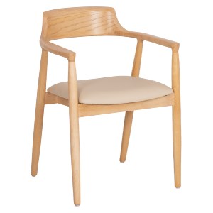 77173 ΠΟΛΥΘΡΟΝΑ ΤΡΑΠΕΖΑΡΙΑΣ TARGA HM18336.11 RUBBERWOOD ΦΥΣΙΚΟ & PU ΕΚΡΟΥ 58x54x78Yεκ