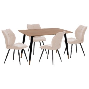 77210 ΣΕΤ ΤΡΑΠΕΖΑΡΙΑΣ 5ΤΜΧ GAFF HM10847.02 MDF TOP ΦΥΣΙΚΟ--ΥΦΑΣΜΑ ΜΠΕΖ & ΜΕΤΑΛΛΟ ΜΑΥΡΟ