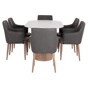 77216 ΣΕΤ ΤΡΑΠΕΖΑΡΙΑΣ 7ΤΜΧ MELLOW HM21360 ΚΕΡΑΜΙΚΟ TOP/MDF ΠΟΔΙΑ--PU ΓΚΡΙ/ΜΕΤΑΛ.ΠΟΔΙΑ