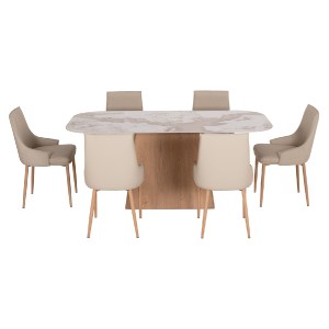 77217 ΣΕΤ ΤΡΑΠΕΖΑΡΙΑΣ 7ΤΜΧ NORDU HM21359 ΚΕΡΑΜΙΚΟ TOP/MDF ΒΑΣΗ--PU ΚΡΕΜ/ΜΕΤΑΛ.ΠΟΔΙΑ