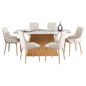 77217 ΣΕΤ ΤΡΑΠΕΖΑΡΙΑΣ 7ΤΜΧ NORDU HM21359 ΚΕΡΑΜΙΚΟ TOP/MDF ΒΑΣΗ--PU ΚΡΕΜ/ΜΕΤΑΛ.ΠΟΔΙΑ