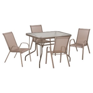 77249 ΣΕΤ ΤΡΑΠΕΖΑΡΙΑΣ 5ΤΜΧ ADAM HM10897.04 ΤΡΑΠΕΖΙ 110x60εκ & 4 ΠΟΛΥΘΡΟΝΕΣ--ΣΑΜΠΑΝΙ