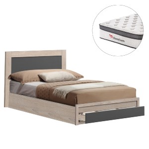 77285 ΚΡΕΒΑΤΙ ΜΟΝΟ ΜΕ ΣΥΡΤΑΡΙ & ΣΤΡΩΜΑ MELANY HM10745.03 ΜΕΛΑΜΙΝΗ SONAMA/ΓΚΡΙ--ΓΙΑ 90x190εκ