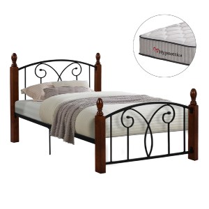 77300 ΚΡΕΒΑΤΙ & ΣΤΡΩΜΑ SUZIE HM10754.01 ΜΕΤΑΛΛΟ & RUBBERWOOD ΚΑΡΥΔΙ--ΣΤΡΩΜΑ 90Χ190εκ