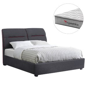 77313 ΚΡΕΒΑΤΙ ΔΙΠΛΟ ΜΕ ΣΤΡΩΜΑ KENDRA HM10762 ΓΚΡΙ ΥΦΑΣΜΑ--ΓΙΑ ΣΤΡΩΜΑ 150x200εκ