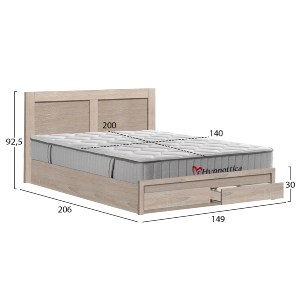 77315 ΚΡΕΒΑΤΙ ΔΙΠΛΟ CAPRI ΜΕ 2 ΣΥΡΤΑΡΙΑ & ΣΤΡΩΜΑ HM10759.02 ΜΕΛΑΜΙΝΗ SONAMA-ΓΙΑ 140x200εκ