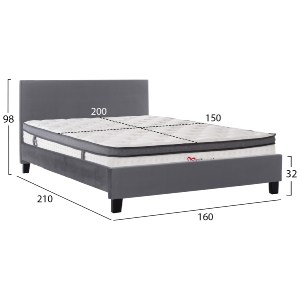 77339 ΚΡΕΒΑΤΙ ΜΕ ΣΤΡΩΜΑ BECCA HM10803.11 ΓΚΡΙ ΥΦΑΣΜΑ--ΓΙΑ 150x200εκ
