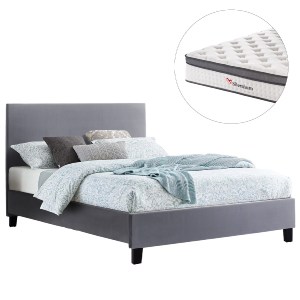 77339 ΚΡΕΒΑΤΙ ΜΕ ΣΤΡΩΜΑ BECCA HM10803.11 ΓΚΡΙ ΥΦΑΣΜΑ--ΓΙΑ 150x200εκ