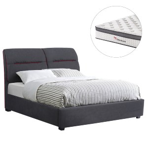 77344 ΚΡΕΒΑΤΙ ΔΙΠΛΟ ΜΕ ΣΤΡΩΜΑ KENDRA HM10804 ΓΚΡΙ ΥΦΑΣΜΑ--ΓΙΑ ΣΤΡΩΜΑ 150x200εκ