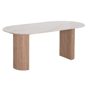 77431 ΤΡΑΠΕΖΙ ΤΡΑΠΕΖΑΡΙΑΣ MELLOW HM18416 MDF ΠΟΔΙΑ ΣΕ ΦΥΣΙΚΟ--ΚΕΡΑΜΙΚΟ TOP 180x90x76Υεκ.