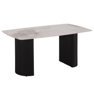 77442 ΤΡΑΠΕΖΙ ΤΡΑΠΕΖΑΡΙΑΣ MINAO HM18418 MDF ΠΟΔΙΑ ΣΕ ΣΚΟΥΡΟ ΓΚΡΙ--ΚΕΡΑΜΙΚΟ TOP 160x90x75Υεκ