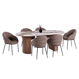 77470 ΣΕΤ ΤΡΑΠΕΖΑΡΙΑΣ 7ΤΜΧ DRENNY HM11395.03 ΚΕΡΑΜΙΚΟ TOP PANDORA--ΚΑΡΕΚΛΕΣ ΥΦΑΣΜΑ TAUPE