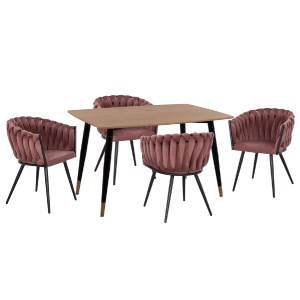 77495 ΣΕΤ ΤΡΑΠΕΖΑΡΙΑΣ 5ΤΜΧ ALIZA HM12122.01 MDF TOP ΣΕ ΦΥΣΙΚΟ--ΣΑΠΙΟ ΜΗΛΟ ΒΕΛΟΥΔΟ