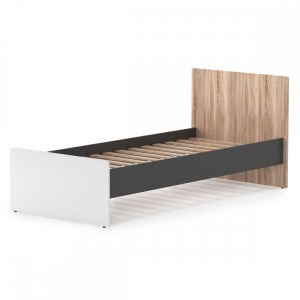 alpha-ALEX90-816 ALEX ΚΡΕΒΑΤΙ 90X200CM ΜΟΝΟ ΜΕ ΤΑΒΛΕΣ ΓΡΑΦΙΤΗΣ-ΛΕΥΚΟ-SONOMA