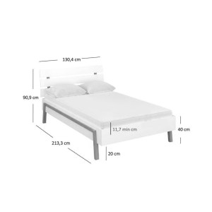 alpha-BELLEBED120-2957055 ΚΡΕΒΑΤΙ BELLE ΜΕ ΠΑΤΩΜΑ ΛΕΥΚΟ 120X200CM