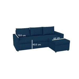 alpha-GR-10235-8-2956466 CONCEPT ΓΩΝΙΑΚΟΣ ΚΑΝΑΠΕΣ ΚΡΕΒΑΤΙ ΜΕ ΑΝΑΣΤΡΕΨΙΜΗ ΓΩΝΙΑ & ΑΠΟΘΗΚΕΥΤΙΚΟ ΧΩΡΟ ΜΠΛΕ 218X153X80CM