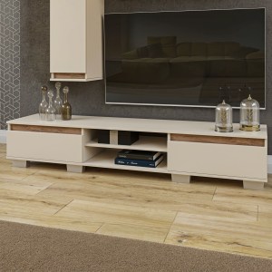 alpha-GR-LILUTV-2958616 ΕΠΙΠΛΟ TV LILU ΜΠΕΖ-ΣΚΟΥΡΟ ΔΡΥΣ 175X37X31CM