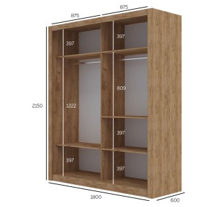 alpha-GR-REFLMIR-2-2957481 ΝΤΟΥΛΑΠΑ REFLEX ΧΡΥΣΟ ΔΡΥΣ ΜΕ ΚΑΘΡΕΦΤΗ 180X60X215CM