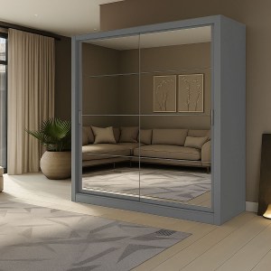 alpha-GR-REFLMIR-3-14684 ΝΤΟΥΛΑΠΑ REFLEX ΓΚΡΙ ΜΕ ΚΑΘΡΕΦΤΗ 180X60X215CM